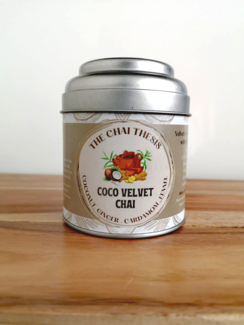 Coco Velvet Chai tin – coconut and Assam black tea blend by The Chai Thesis