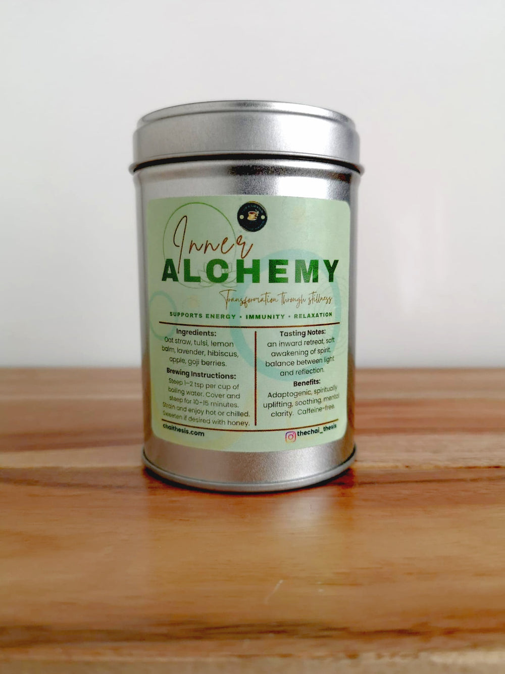 Inner Alchemy tin – adaptogenic caffeine-free herbal infusion by The Chai Thesis