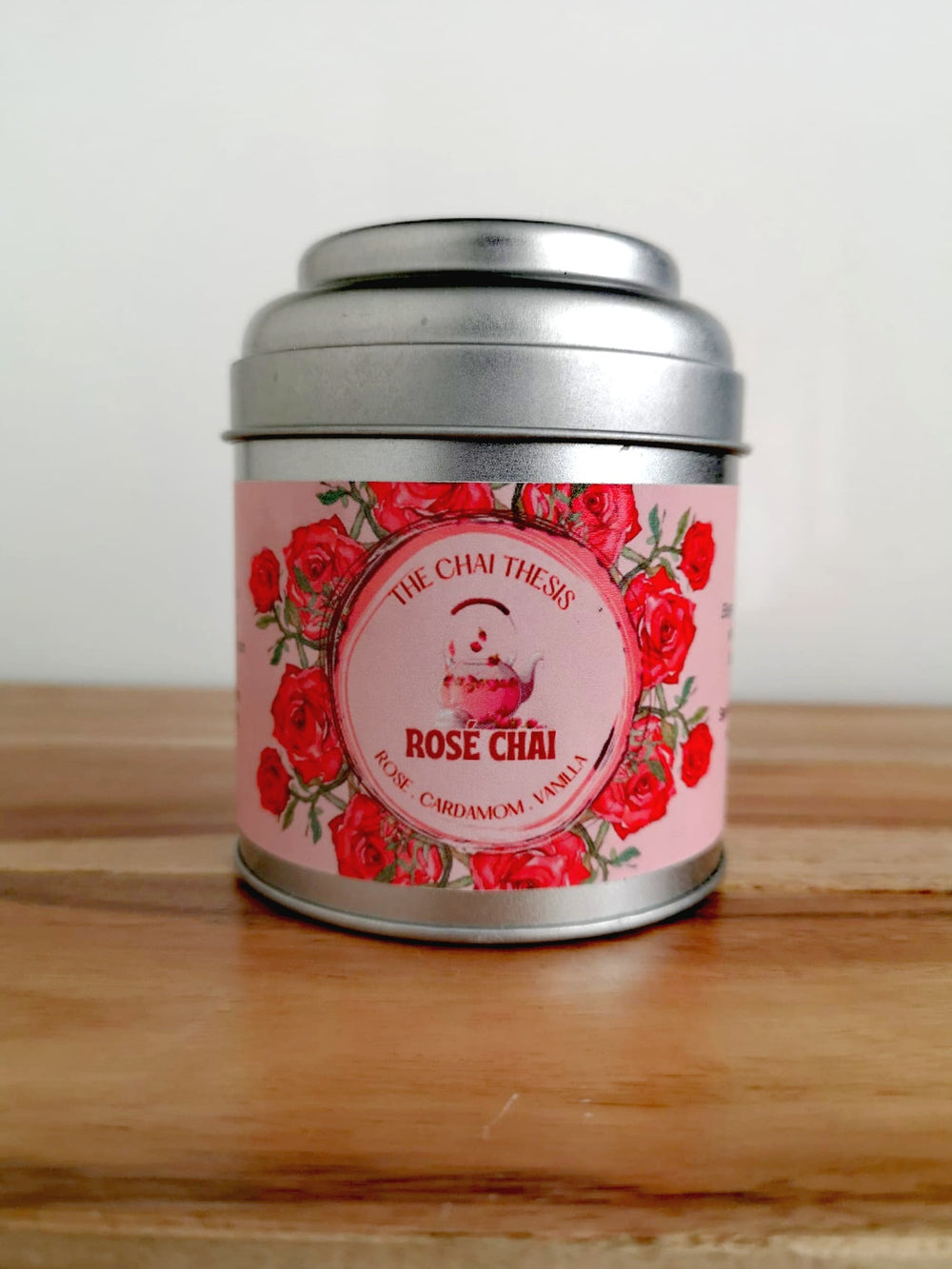 Rosé Chai tin – handcrafted rose and Assam masala chai blend by The Chai Thesis
