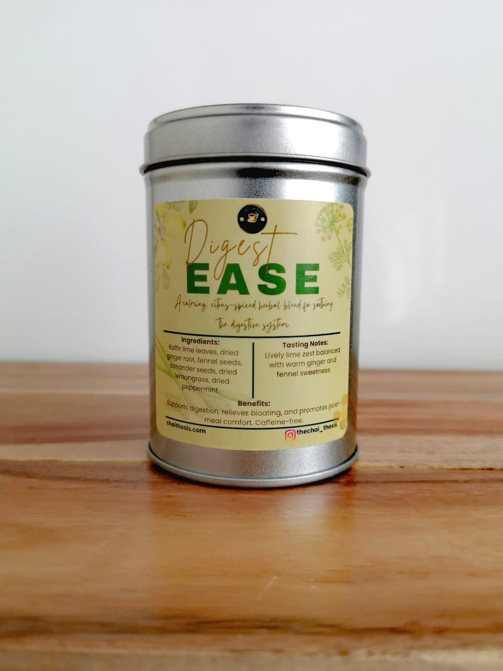 Digest Ease tin – citrus and ginger herbal tea for digestion by The Chai Thesis