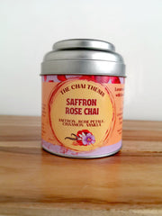 Saffron Rose Chai tin – handcrafted rose and saffron masala chai blend by The Chai Thesis